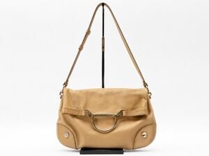 Borbonese Made in Italy Tan Leather Foldover Crossbody Shoulder Bag Purse